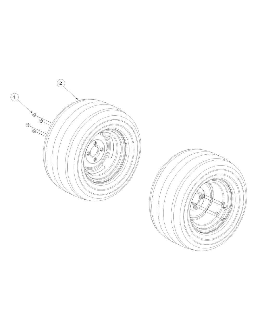 Wheel Assembly Diagram and Parts List for M60-KW 53CB5D8X750-25-HP-OHV Cub Cadet Lawn Tractor